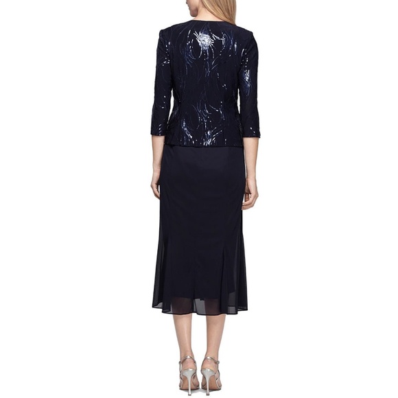 Alex Evenings:Tea-Length Sequin Jacket and Dress Set (NWT) - Picture 4 of 12